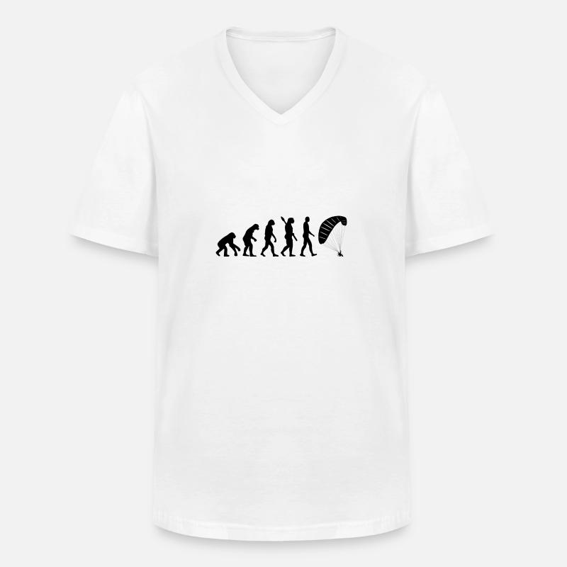 Evolution Graphic Paragliding Paraglider Skydiver - Männer-T-Shirt mit V-Ausschnitt - Weiß