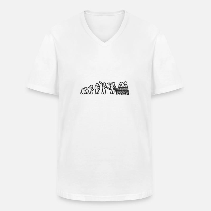 Evolution Natation Blanc Grunge - T-shirt col V Homme - blanc