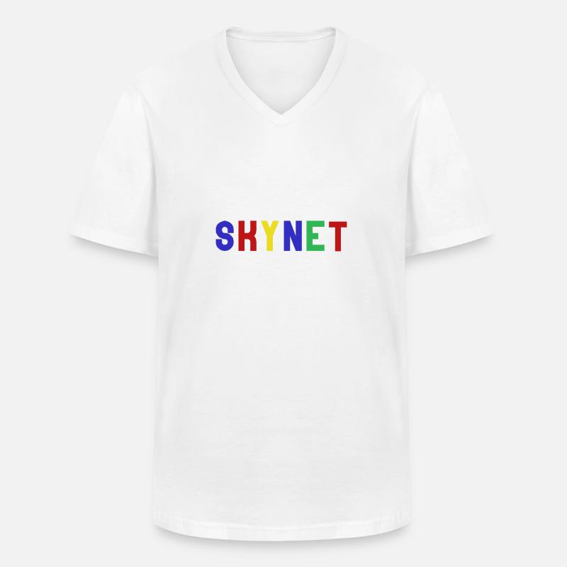 Skynet - Männer-T-Shirt mit V-Ausschnitt - Weiß