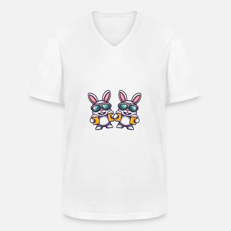 Hase Ski Team Bier - Männer-T-Shirt mit V-Ausschnitt - Weiß