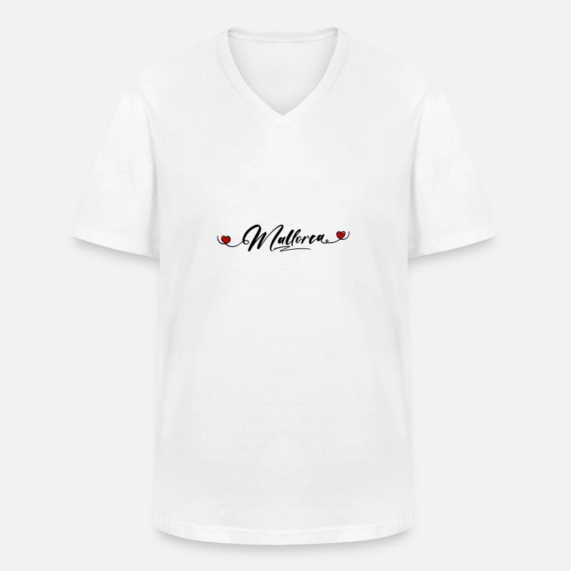 Mallorca Herz - Männer-T-Shirt mit V-Ausschnitt - Weiß