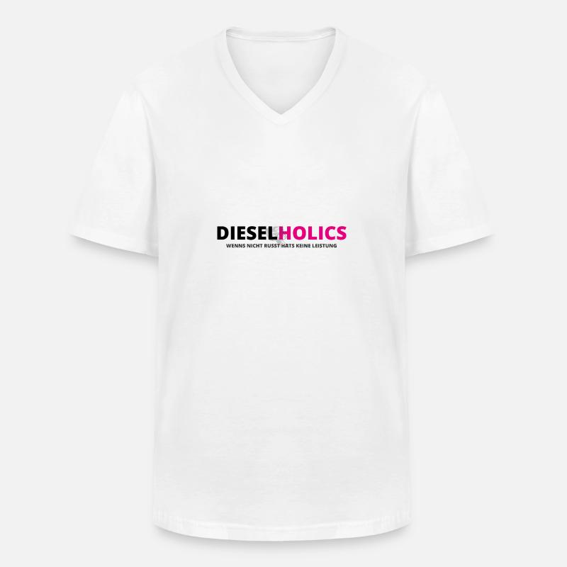 Dieselholics schwarz pink - Männer-T-Shirt mit V-Ausschnitt - Weiß