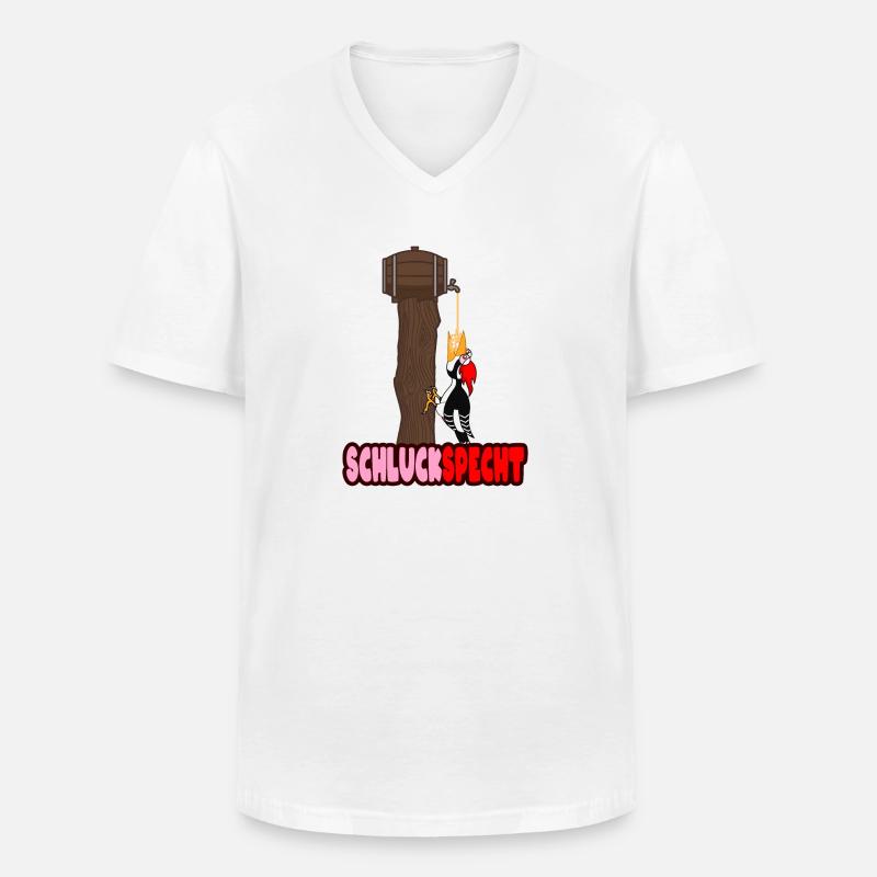 Schluckspecht Geschenkidee - Männer-T-Shirt mit V-Ausschnitt - Weiß