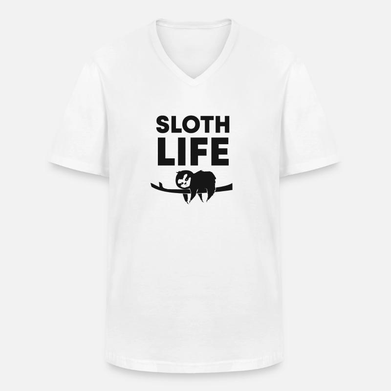 Faultier Sloth Life - Männer-T-Shirt mit V-Ausschnitt - Weiß