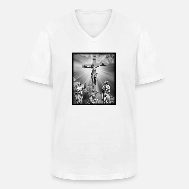 jesus - Männer-T-Shirt mit V-Ausschnitt - Weiß