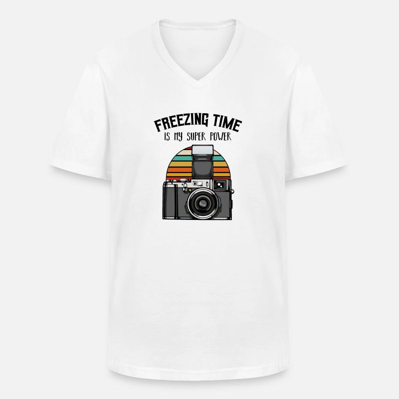 Fotograf - Männer-T-Shirt mit V-Ausschnitt - Weiß