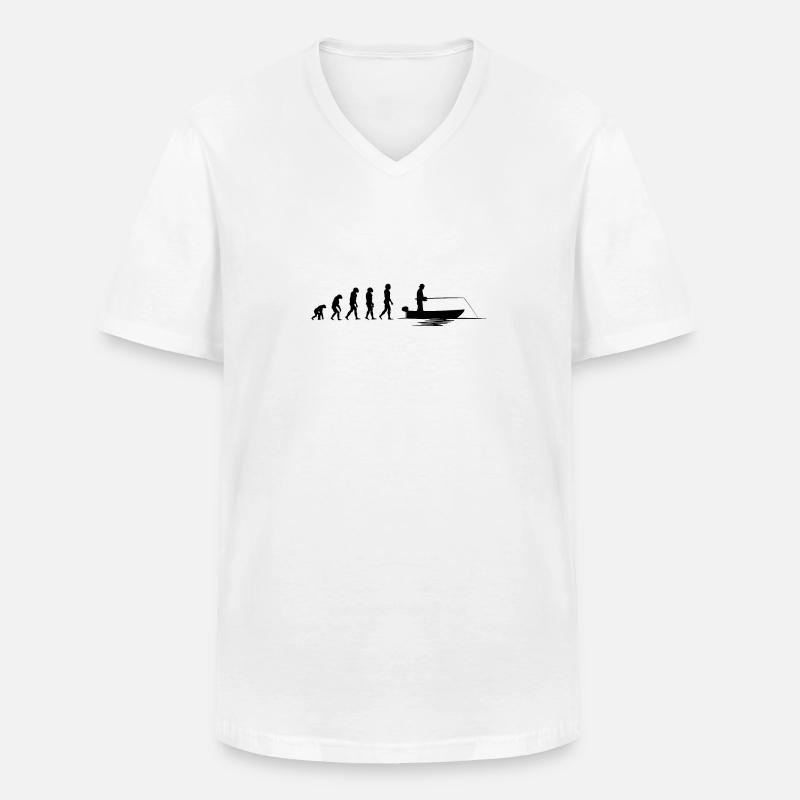 Evolution Fischer |Evolution Angler - Männer-T-Shirt mit V-Ausschnitt - Weiß