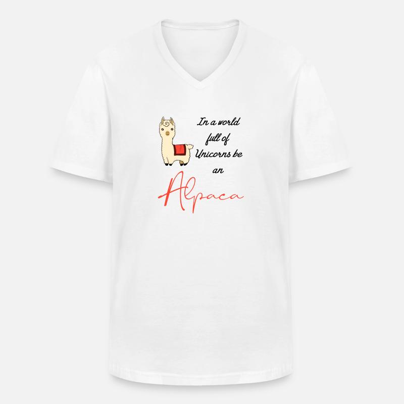 Alpaca Alpaca Alpaca Lama Comic - Maglietta da uomo classica con scollo a V - bianco