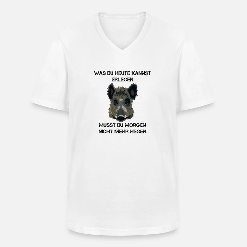 Jäger Wildschwein Jagd Geschenkidee - Männer-T-Shirt mit V-Ausschnitt - Weiß