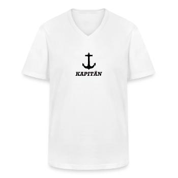 Kapitän - Schiffsführer / Skipper Segeltörn - Männer-T-Shirt mit V-Ausschnitt - Weiß - Vorne - AI Model Male 185 light (185cm)