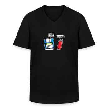 Je suis votre père Humour sur clé USB Dsikette - T-shirt col V Homme - noir - Devant - AI Model Male 178 dark (178cm)