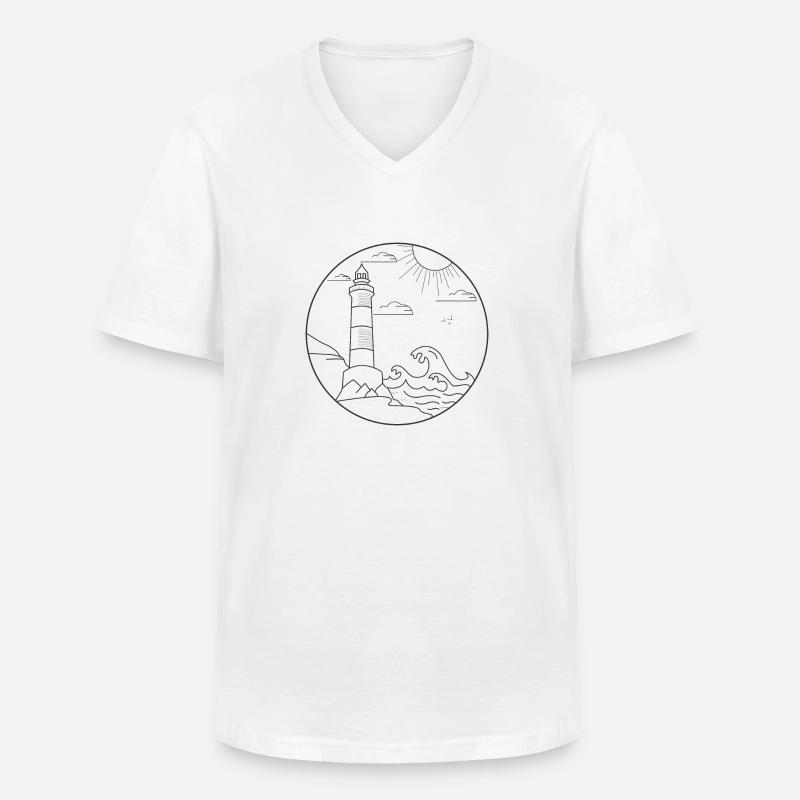 Leuchtturm - Männer-T-Shirt mit V-Ausschnitt - Weiß