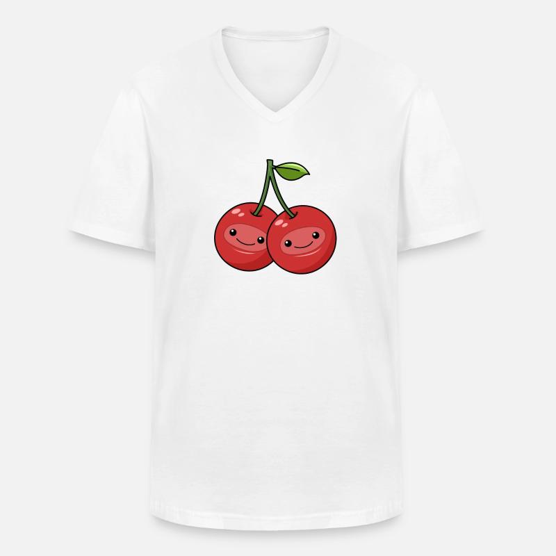 Comic Kirschen - Männer-T-Shirt mit V-Ausschnitt - Weiß