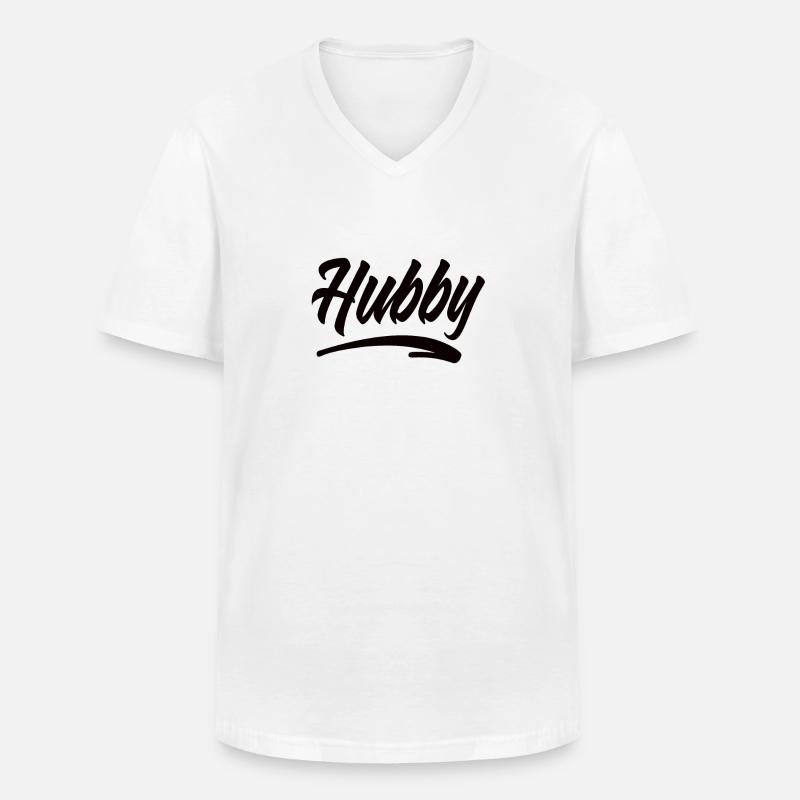 Hubby - Männer-T-Shirt mit V-Ausschnitt - Weiß