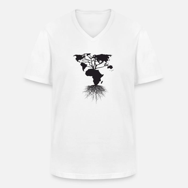 Afrika Kleidung - Männer-T-Shirt mit V-Ausschnitt - Weiß