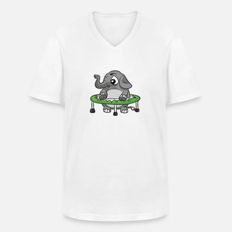 Dicker Elefant im Trampolin - Männer-T-Shirt mit V-Ausschnitt - Weiß