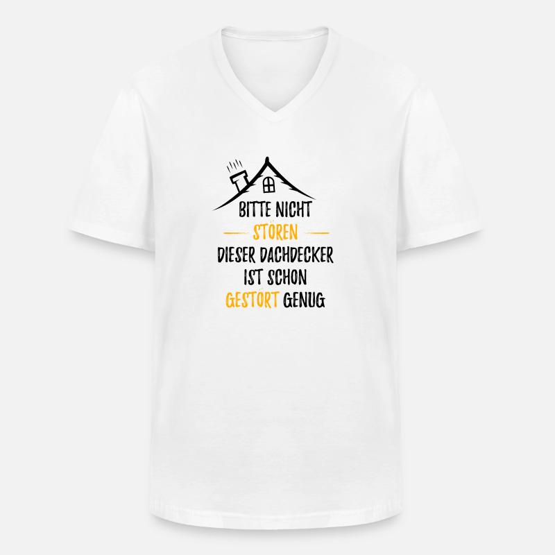 DACHDECKER - Männer-T-Shirt mit V-Ausschnitt - Weiß
