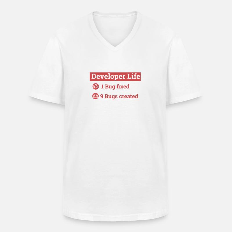 "Developer life" | Programmer, Programmierer - Männer-T-Shirt mit V-Ausschnitt - Weiß