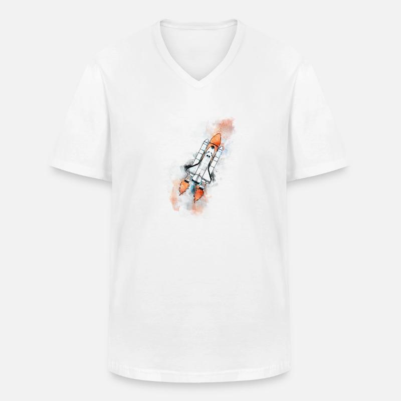 NASA - Männer-T-Shirt mit V-Ausschnitt - Weiß
