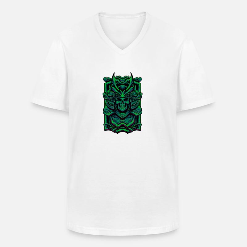Skelett-Samurai - Männer-T-Shirt mit V-Ausschnitt - Weiß