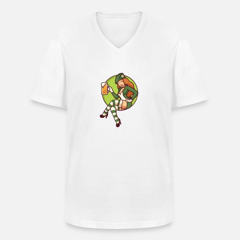 Koboldmädchen mit Bierkrug - Männer-T-Shirt mit V-Ausschnitt - Weiß