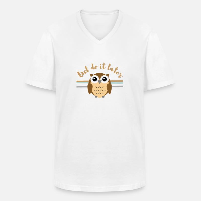 owl do it later - Männer-T-Shirt mit V-Ausschnitt - Weiß