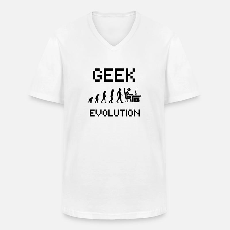 Geek evolution - Gamer evolution - T-shirt col V Homme - blanc