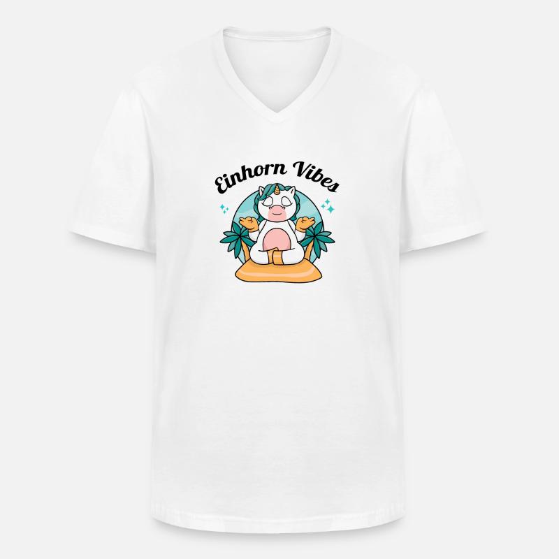 Team Einhorn - Männer-T-Shirt mit V-Ausschnitt - Weiß