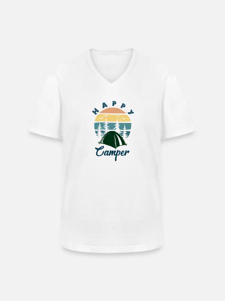 Glücklicher Camper - Männer-T-Shirt mit V-Ausschnitt - Weiß