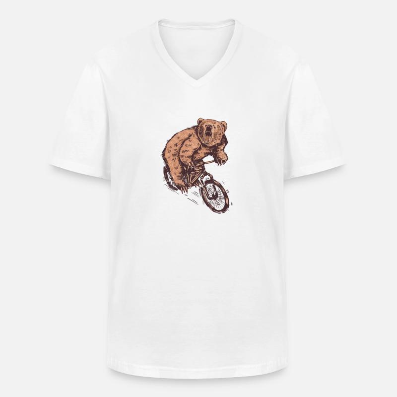 CYCLIST BEAR - Männer-T-Shirt mit V-Ausschnitt - Weiß