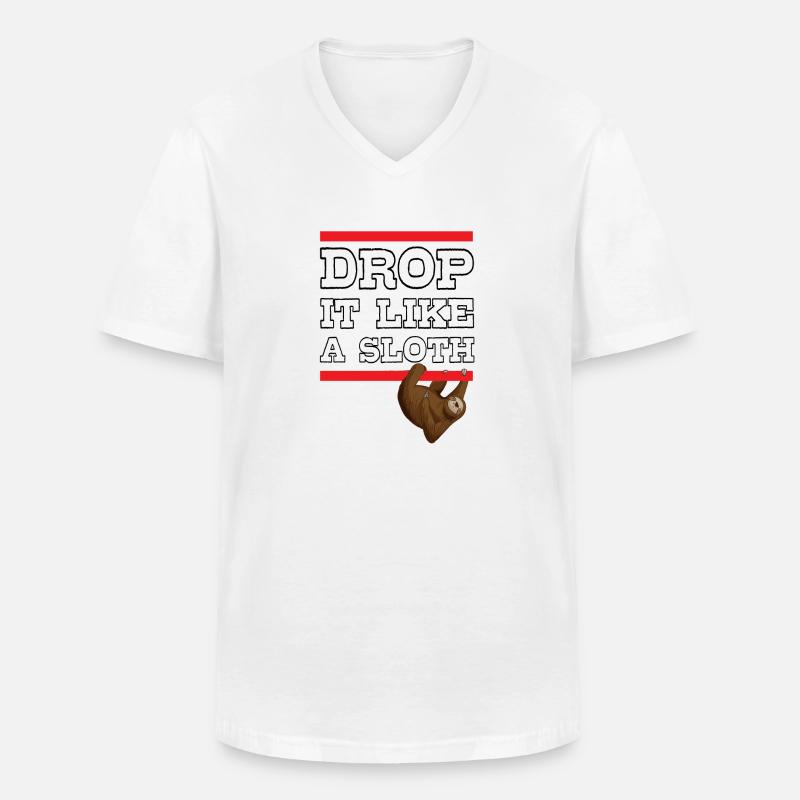 Drop It Like A Sloth - Männer-T-Shirt mit V-Ausschnitt - Weiß