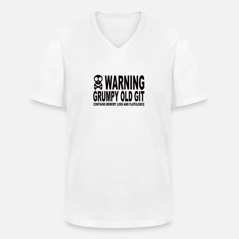 Warning Grumpy Old Git - Men's V-Neck T-Shirt - white