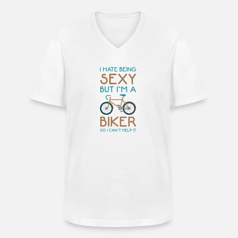 Fahrrad - Männer-T-Shirt mit V-Ausschnitt - Weiß