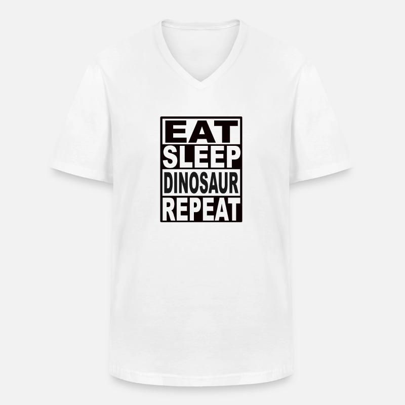 Eat Sleep Dinosaur Repeat - Männer-T-Shirt mit V-Ausschnitt - Weiß