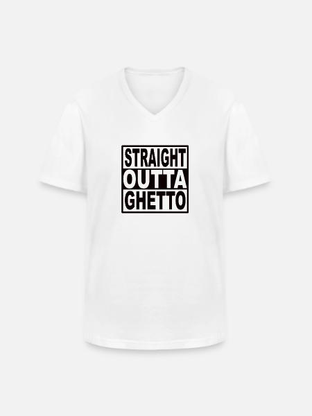 Straigt Outta Ghetto - Men's V-Neck T-Shirt - white