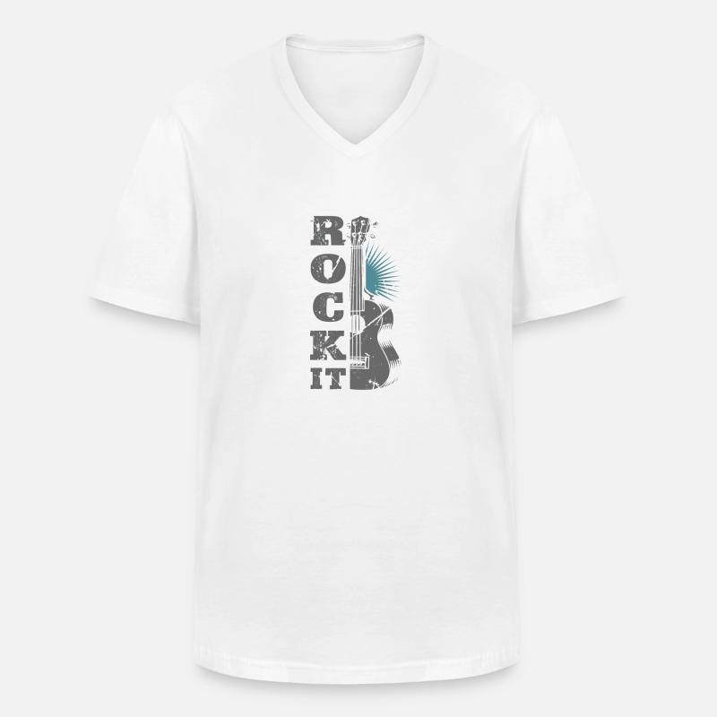 Rock It | Guitar - Männer-T-Shirt mit V-Ausschnitt - Weiß