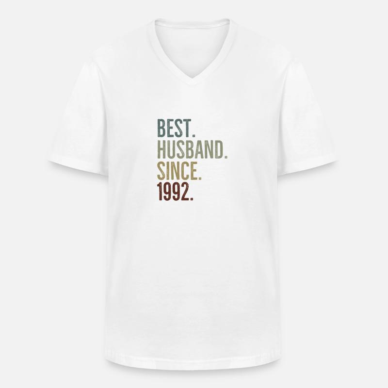 Bester Ehemann seit 1992 - Männer-T-Shirt mit V-Ausschnitt - Weiß