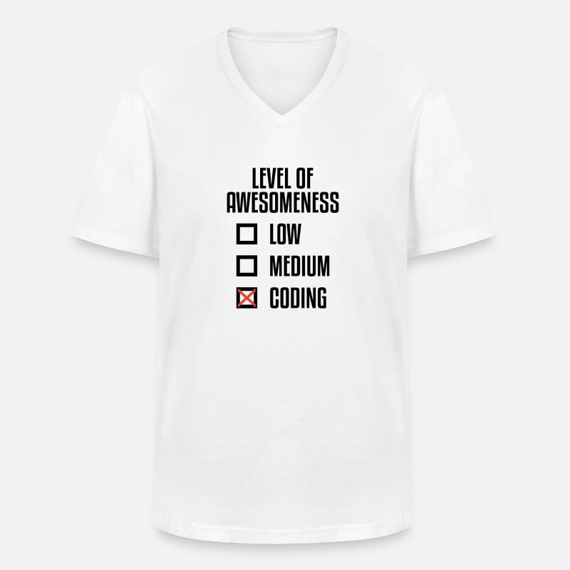 Level Of Awesomeness Low Medium Coding Programming - Männer-T-Shirt mit V-Ausschnitt - Weiß