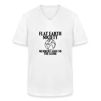 Flat Earth Society, membres du monde entier 11 - T-shirt col V Homme - blanc - Devant - AI Model Male 185 light (185cm)