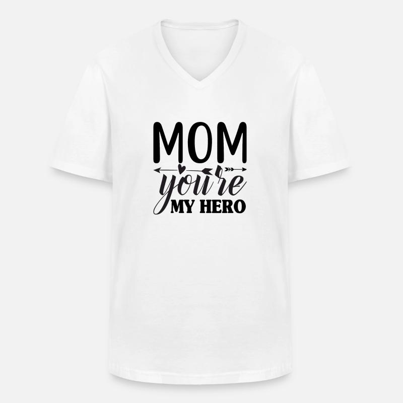 Mamma sei il mio eroe - Maglietta da uomo classica con scollo a V - bianco