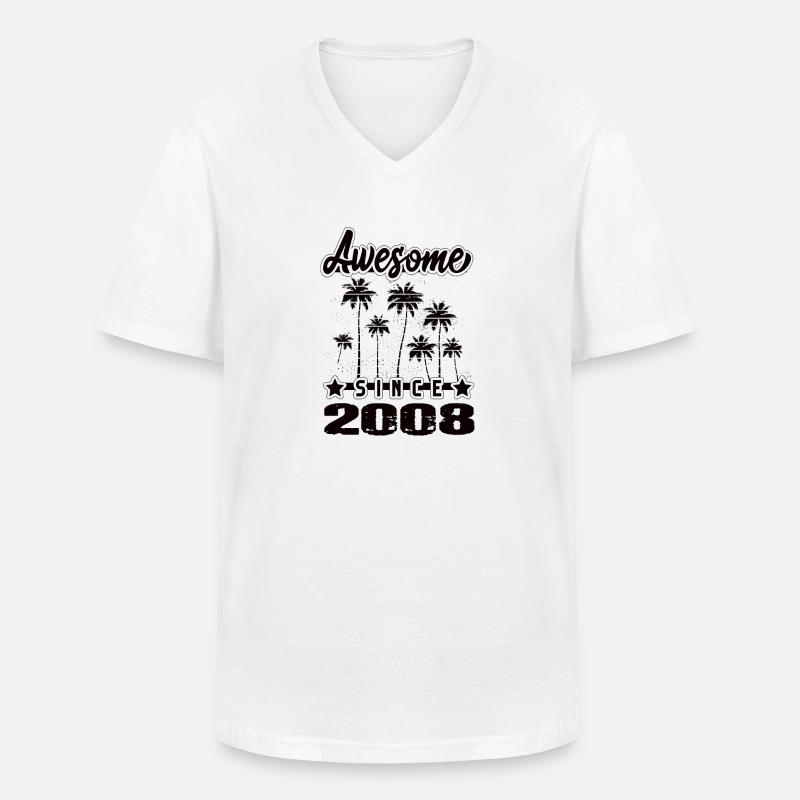 Awesome Since 2008 - Männer-T-Shirt mit V-Ausschnitt - Weiß