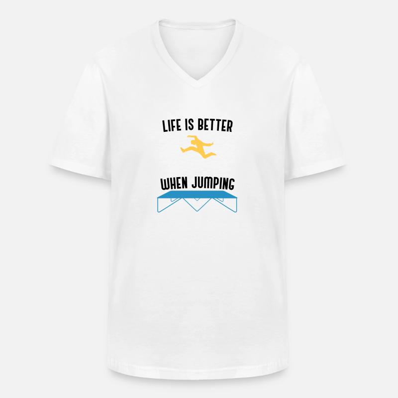 Leben mit Trampolinspringen Hobby-Trampolinist - Männer-T-Shirt mit V-Ausschnitt - Weiß