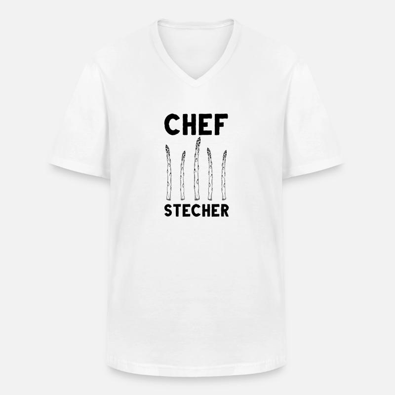 Chefstecher Spargelstecher Spargelernte Bauer - Männer-T-Shirt mit V-Ausschnitt - Weiß