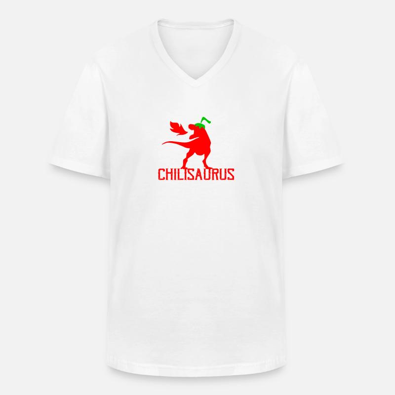 Chilisaurus Chili Dinosaurier - Männer-T-Shirt mit V-Ausschnitt - Weiß