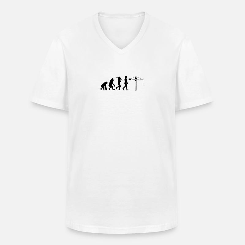Crane operator Evolution - Men's V-Neck T-Shirt - white