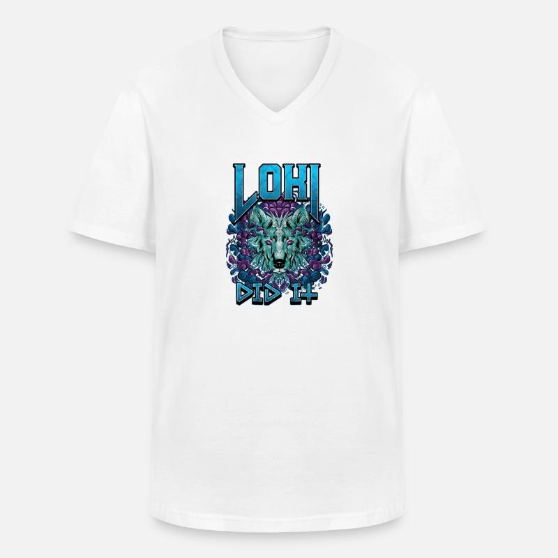 Wolf - Männer-T-Shirt mit V-Ausschnitt - Weiß
