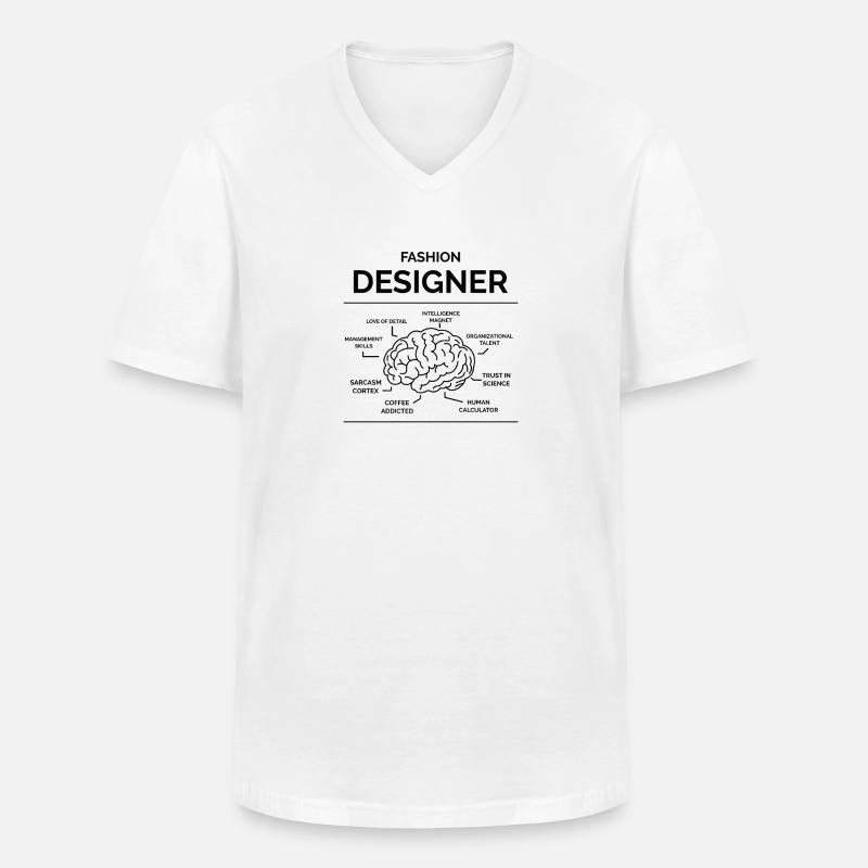 Modedesigner - Männer-T-Shirt mit V-Ausschnitt - Weiß