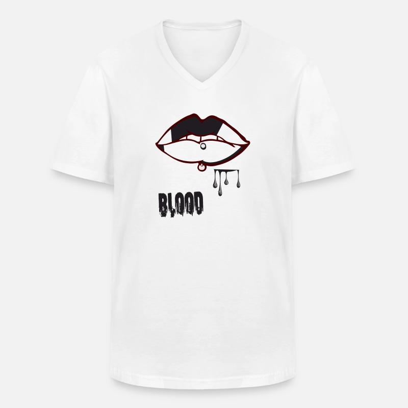 Piercing & Blut - Männer-T-Shirt mit V-Ausschnitt - Weiß