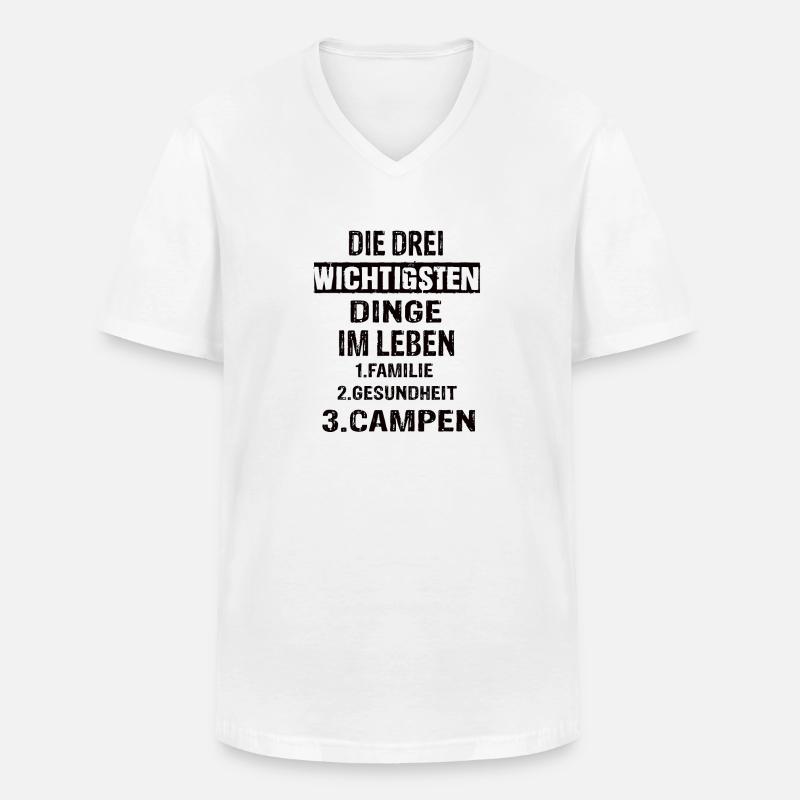 Campen - Männer-T-Shirt mit V-Ausschnitt - Weiß