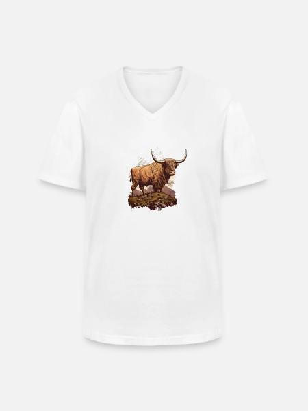 Hochlandkuh - Männer-T-Shirt mit V-Ausschnitt - Weiß